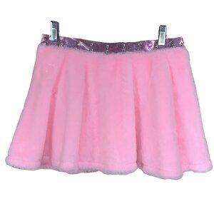 🎉3 for $20 Pink plush mini skirt with metal spike waistband - size M